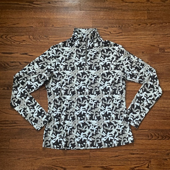 NILS long sleeve active pullover quarter zip size large abstract floral print - Picture 1 of 8